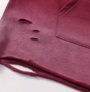 Apliques bordados hombres invierno sudaderas con capucha Sunfade de gran tamaño 430 gramos polar 100% algodón diseño desgastado hombro caído ajuste personalizado - Product Image 4