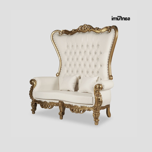 เก้าอี้บัลลังก์โบราณมีสองที่นั่งเก้าอี้บัลลังก์คู่แบบรอยัลพรีเมี่ยมด้านหลังสูงไม้สักมะฮอกกานีเฟอร์นิเจอร์ห้องนั่งเล่น - Product Image 4