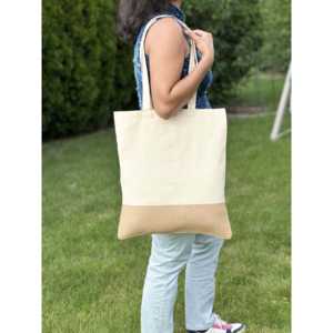 Borsa per la Spesa Unica in Cotone e Juta per Donne di US Bags - Product Image 2
