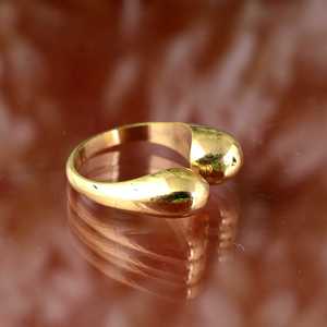 Anillo midi abierto chapado en oro de 18k, moderno y minimalista, anillo llamativo para nudillos, anillo de latón grueso con cúpula, moderno, al por mayor, para mujer - Product Image 2