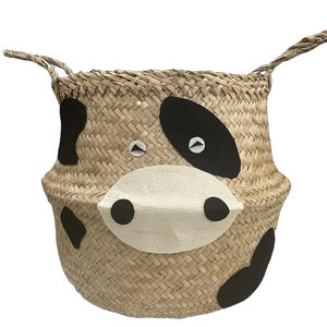 Venta al por mayor nuevo diseño divertido animal natural algas marinas vientre cesta barata tejida a mano cesta de almacenamiento de ropa de fondo sumergido - Product Image 1