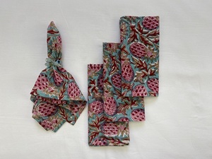 Servilleta de Algodón Estampada Floral para Bodas, Servilleta de Algodón Estampada para Fiestas Navideñas, Servilleta de Mesa con Estampado en Bloque, Mantel de Algodón para Mesa de Comedor - Product Image 3