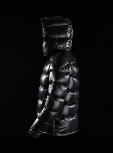 New Stylish Customized Shinny Bubble Full Zipper Hooded Winter Customized Puffer Black Hood Puffer <b>Jacket</b> - Product Image 2