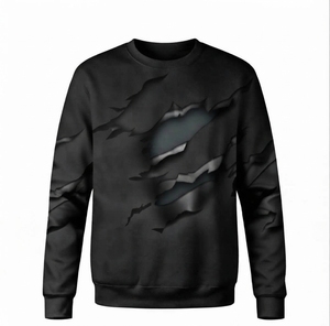 Sweat-shirt pour homme à col rond, coupe classique, respirant, léger, avec logo brodé personnalisé, couleurs unies, style streetwear - Product Image 3