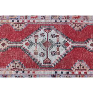 2.3x4.9 ft Small Turkish Vintage Rug, <b>Red</b> Southwestern <b>Wool</b> Rug - Product Image 5