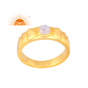 แหวนพลอยมูนสโตนสีรุ้งธรรมชาติชุบทอง18K ดีไซน์ทำด้วยมือล่าสุดเครื่องประดับแฟชั่นสำหรับผู้หญิงของขวัญสำหรับผู้หญิง - Product Image 1