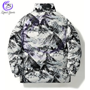 Ropa de invierno gruesa y cálida con cierre de cremallera Estilo informal Patrón a cuadros en blanco y negro Los hombres usan chaquetas acolchadas - Product Image 3