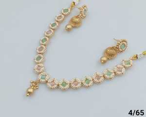 Motipearl DEL SUR DE LA India y joyería de templo de cobre, joyería nupcial antigua tradicional para boda, Gargantilla chapada en oro pesado, conjunto de joyería - Product Image 2