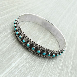 Bracelet et bracelet classiques livrés avec des pierres précieuses de turquoise naturelle en argent sterling 925 bijoux Boho faits à la main fournisseurs en vrac - Product Image 2