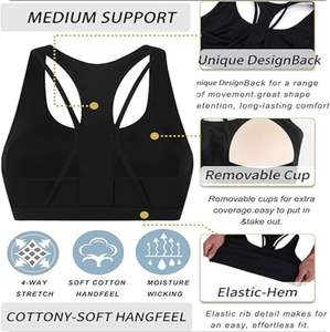 Soutien-gorge de sport à soutien moyen-élevé de haute qualité pour femmes, dos croisé, conception à bretelles, hauts d'entraînement rembourrés, motif imprimé respirant - Product Image 5