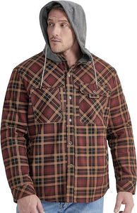 Veste pour homme, veste pour homme, chemise boutonnée à carreaux et veste avec doublure matelassée pour un sweat à capuche en flanelle chaud et confortable - Product Image 6