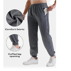 Heavy High Quality Fleece Sweatpants with Zipper Pocket Over-<b>sized</b> Elastic Waist Casual Cotton Polyester for Winter - Product Image 3