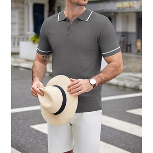 T-shirt polo en polyester de haute qualité pour hommes à la mode T-shirt homme à manches courtes personnalisé Polo style d'été avec motif solide - Product Image 4