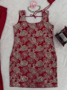 Vêtements ethniques traditionnels de créateur prêts à l'emploi Sharara Gharara Georgette Fabric Indian Embroidery Work 3-Piece Set Slim Fit Party - Product Image 3