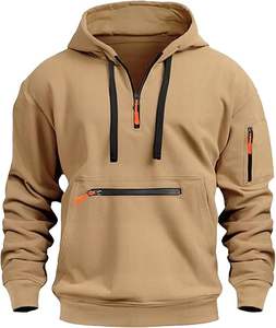 เสื้อฮู้ดสวมหัวขนแกะแขนยาวสำหรับผู้ชายซิปแบบสวมหัวมีกระเป๋า - Product Image 1