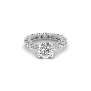 Bague AJRETAIL pour femme en or massif 14 carats, sertie de diamants de laboratoire de 7,52 carats, couleur E, pureté VS1, taille brillant, monture pavée en or blanc - Product Image 1