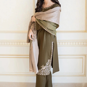 Conjunto de Salwar Kameez de 3 Piezas para Mujer, Estilo Tradicional Indio Pakistaní, Color Sólido, Ligero, de Secado Rápido, Transpirable, de Lino, para Invierno - Product Image 1