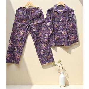 Conjunto de Pijama de Algodón con Estampado Floral para Mujer, Elegante y Cómodo, Ofrece Suavidad, Transpirabilidad y Secado Rápido para Relajarse - Product Image 5