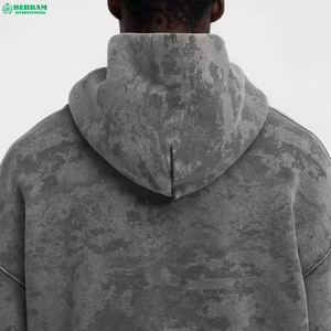 Sweat à capuche personnalisé épais délavé à l'acide, en molleton bouclette de haute qualité, vêtement thermique imprimé avec logo, hiver, 6XL, pas cher, 100% coton - Product Image 5