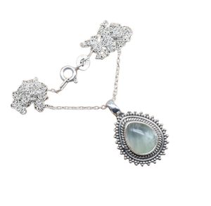 Joyería de piedras preciosas de Prehnita para mujer, colgante de estilo bohemio plateado, joyería de plata de ley 925, colgante hecho a mano de tendencia, Regalo para mamá - Product Image 1