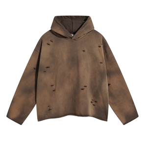 Sudadera con Capucha para Hombre, Estilo Desgastado, Corte Regular, Spandex/Algodón, Gruesa, Transpirable, de Secado Rápido, para Invierno, Estilo Urbano - Product Image 5