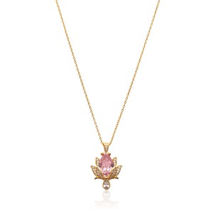 <b>Pink</b> Clear Zircon Stone Shape Lotus Design Charm <b>Necklace</b> Turkish Handmade Wholesale 925 Sterling Silver - Product Image 2