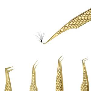 แหนบต่อขนตาสแตนเลสชุบทองพลาสมา 4 ชิ้น รูปทรงหลากหลาย สำหรับต่อขนตาแบบมืออาชีพ - Product Image 2