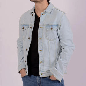 Veste denim pour hommes noire délavée à la pierre directe de l'usine veste décontractée d'extérieur en denim Jeana à manches longues avec logo imprimé personnalisé - Product Image 5