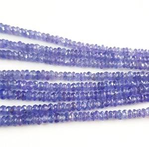 Tanzanite Gemstone Faceted Roundels <b>Blue</b> <b>Beads</b> Necklace Elegant Stone Jewelry - Product Image 4