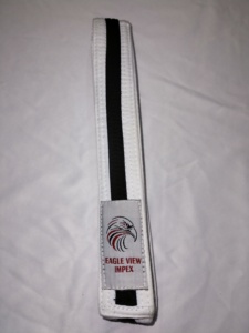 Cinturón BJJ de 100% algodón de 300cm de largo con rayas negras, equipo OEM personalizable para entrenamiento de Karate y artes marciales - Product Image 5