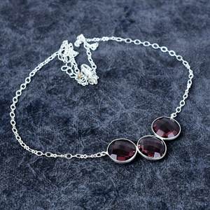 925 argent plaqué à la mode lien chaîne collier pour femmes rose améthyste forme fiançailles fête anniversaire cadeaux - Product Image 4