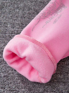 Sudadera con capucha y cremallera rosa con diamantes de imitación 480GSM Heavyweight 100% algodón polar ropa de calle de gran tamaño con cremallera completa logotipo personalizado al por mayor - Product Image 4