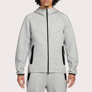 Sweat à capuche zippé pour homme en tricot d'hiver anti-rides, personnalisé, en vente, en molleton de coton, noir uni, en gros, sweat à capuche zippé pour homme - Product Image 1