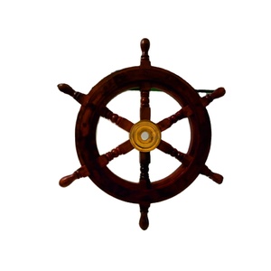 พวงมาลัยเรือพร้อมมือจับโลหะ,หินขัดสีเข้มสำหรับตกแต่งแขวนอะไหล่เรือทะเล - Product Image 1