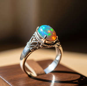 Handcrafted Ethiopian Opal <b>Ring</b> Jewelry Hot Sale Women's Fashion <b>Ring</b> with 925 Silver Band Custom Party Gift OEM Available - Product Image 5