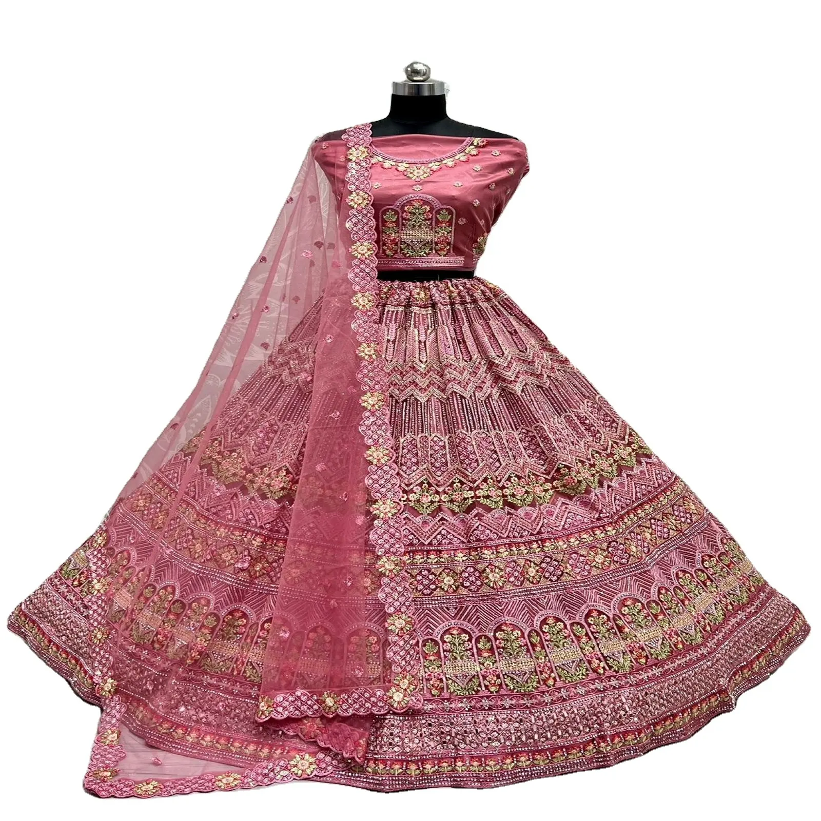 Тяжелая свадебная одежда Lahenga, индийская свадебная одежда, светло-розовая, Lehenga Choli, модная свадебная одежда, новый дизайн, 2023 купить у оптовика