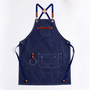 LOW MOQ Canvas <b>Apron</b> Custom logo Kitchen Korean Japanese Style Canvas Cotton <b>Apron</b> <b>Men</b> With Tool Pockets <b>Cooking</b> Restaurant Bibs - Product Image 3
