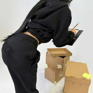 Custom Women Tracksuit Sweatsuit Set <b>Pink</b> Distressed Embroidery Tracksuit <b>Hoodie</b> Suits Track Suit - Product Image 5