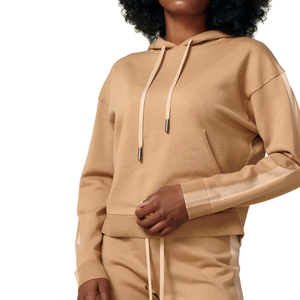 Top des tendances Logo personnalisé épaule tombante 2 pièces ensemble pantalons de jogging sweat-shirt avec pantalon de survêtement sweats à capuche vierges surdimensionné pour les femmes - Product Image 4