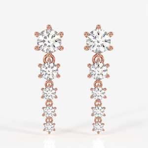 18K White <b>Gold</b> Round Cut Lab Grown Diamond Drop <b>Earrings</b> Cute Vintage <b>Dangle</b> for Wedding Christian Hoop Style - Product Image 6