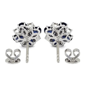 Fournisseur de Hong Kong, design fabuleux, meilleure qualité, boucles d'oreilles en or blanc massif 18 carats avec saphir, fleurs luxueuses, pour mariage, anniversaire - Product Image 3