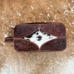 Nueva bolsa de cosméticos de viaje de cuero para el cabello de alta calidad al por mayor, bolsa organizadora de maquillaje de cuero genuino occidental para mujer - Product Image 2