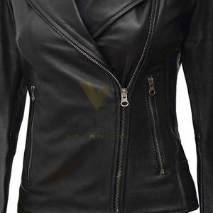 Meilleur prix Veste en cuir pour femmes Veste en cuir teinte unie à vendre Concevez votre propre veste en cuir pour femmes - Product Image 4