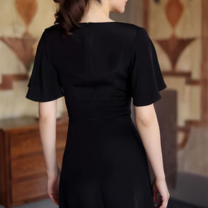 Vestido de Verano Personalizado para Mujer, Elegante, de Manga Corta, Cintura Alta, Poliéster Natural, Largo hasta el Suelo, Corte en A, Chifón, <span class=keywords><strong>Talla</strong></span> Grande - Product Image 5