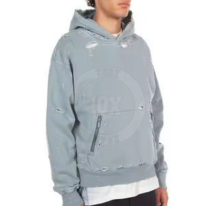 Top Qualité Produit En Ligne Nouvel Article Hommes Coton Mélangé À Capuche Classique Mode Porter Confortable Porter En Détresse Hoodies - Product Image 2