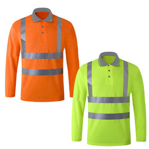 Camiseta de Trabajo Amarilla de Manga Larga de Poliéster con Franjas Reflectantes, Ropa de Trabajo de Seguridad para Hombre - Product Image 5