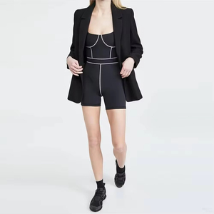 Ensemble de yoga 2 pièces respirant léger de haute qualité pour femmes approvisionnement OEM sans couture Spandex Polyester solide grande taille taille élastique - Product Image 3