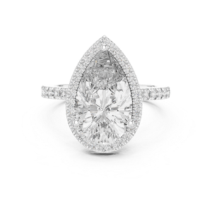 Anillo de Oro de 18k Clásico con Diamante Cultivado en Laboratorio, Corte Pera Redondo, para Mujer, Certificado, Regalo de Aniversario de Bodas - Product Image 1