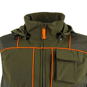 Capuche détachable personnalisée sans manches conception hommes chasse gilet léger réfléchissant polyester fait outclass Look sécurité Protection gilet - Product Image 5