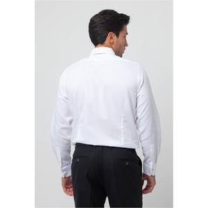 ชุดเดรส100% เข้ารูปสำหรับผู้ชายเสื้อเชิ้ตสีขาวปักกระดุมแบบพิเศษคอปกลายทางขนาด XS 6XL - Product Image 3